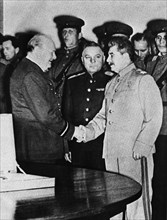 Winston Churchill  with Stalin at the Teheran Conference. 27th November 1943