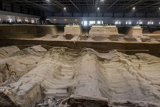 Working on Pit 2 to uncover the terracotta warriors and horses, Lishan, Xi'an, China