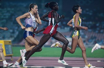 Barcelona, Spain, 1992:  Women's 1500 meter distance race during track and field competition at summer Olympic Games. . ©Bob Daemmrich /
