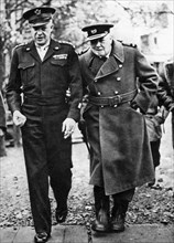 Winston Churchill with General Eisenhower in Normandy just after D-Day, June 1944.