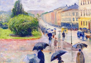 Edvard Munch
Ecole norvégienne
Karl Johan Street in the Rain
Huile sur toile (38 x 55