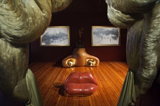 Installation 'Portrait of Mae West' designed by Spanish architect Oscar Tusquets Blanca on display in the Salvador Dalí Theatre and Museum in Figueres, Catalonia, Spain. The installation is a spatial ...