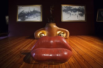 Installation 'Portrait of Mae West' designed by Spanish architect Oscar Tusquets Blanca on display in the Salvador Dalí Theatre and Museum in Figueres, Catalonia, Spain. The installation is a spatial ...