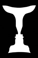 Figure-ground perception, face and vase. Figure-ground organization. Perceptual grouping. In Gestalt Psychology identifying a figure from background