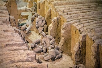 Terracotta Army, sculptures of soldiers depicting the armies of Qin Shi Huang, first Emperor of China near Xi'an / Sian, Lintong District, Shaanxi
