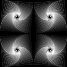 Monochrome swirling spiralling squares - 3D digital illustration