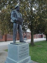 Bronze statue of Field Marshal Bernard Mongomery, Viscount Montgomery of Alamein, at the D Day Museum in Southsea near Portsmouth England