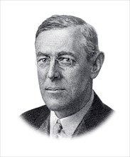 Portrait of USA President Thomas Woodrow Wilson Isolated on White Background