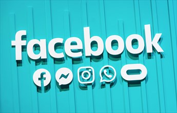 Facebook logo with social media icon. Facebook is a popular social media service founded in 2004 by mark zuckerberg