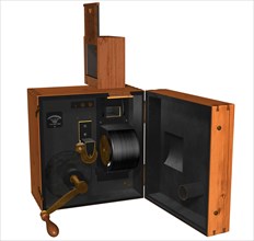 3D Rendering Illustration of Inner Mechanism of the 1890s Lumière Brothers Cinematographe.
