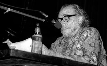 Writer and poet Charles Bukowski reading his work in Los Angeles, CA, 1976