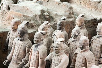 XIAN,CHINA - NOVEMBER 11, 2011:The Terracotta Army or Terra Cotta Warriors buried in Qin Shi Huang Emperor's tomb in 210-209 BC.
