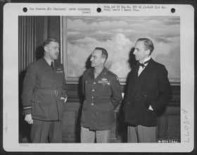 Major General Lewis H. Brereton, Center, Talks With Air Chief Marshal Sir Leigh Mallory, Left, And Sir Archibald Sinclair After Being Awarded An Honorary Knighthood In London, England On 16 November 1...