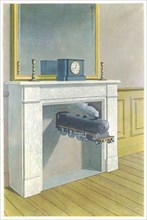 Time Transfixed (La Durée poignardée), 1938, oil on canvas. Painting by René Magritte. René Magritte ( 21 November 1898 – 15 August 1967) was a Belgian surrealist artist, who became well known for cre...