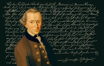 Immanuel Kant, 1724 - 1804, German philosopher of the Enlightenment, digital edited according to Johann Gottlieb Becker, Facsimile of a letter to his brother, 1792