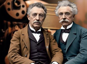 The Auguste Marie Louis Nicolas Lumière brothers were two French entrepreneurs, inventors of the film projector and among the first filmmakers in hist