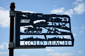 Metal Gold Beach Marker at The British Normandy Memorial.