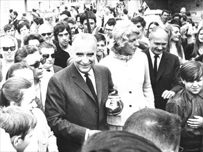 President Georges Pompidou with wife Claude at event