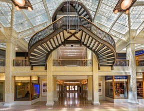 Frank Lloyd Wright designed lobby of The Rookery building on La Salle Street in the Loop district, Chicago, Illinois, USA