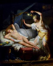L'Amour endormi dans les bras de Psyche - Love asleep in the arms of Psyche 1785 Jean Baptiste Regnault 1754-1785 France French ( Psyche female person of Greek mythology. Psyche was a king's daughter ...