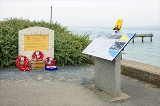 OMAHA BEACH, FRANCE - SEPTEMBER 21, 2012: A Royal Air Force memorial near Omaha Beach, Normandy, France