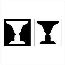 Rubin's vase, an optical illusion based on  negative space vector illustration