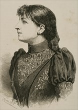 Concepcion Gimeno de Flaquer (1850-1919). Spanish writer and feminist. Portrait. Engraving by Badillo. "La Ilustracion Espanola y Americana", 1890.