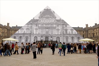 JR's installation at the Louvre, Paris
