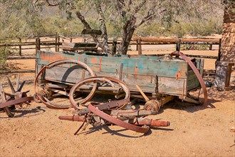 Abandoned film set transport at the Old Tucson Film Studios amusement park in Arizona