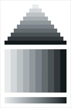 Mach bands, optical illusion. Exaggerates contrast between edges of differing shades of gray, as they contact one another.