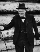 Winston Churchill at  leaving 10 Downing Street on the morning of D-day. 6th June 1944