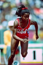 Evelyn Ashford (USA) competing at the 1984 Olympoic Summer Games.