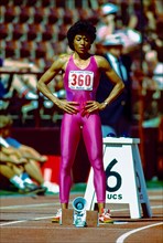 Florence Griffith Joyner competing at the 1984 US Olympic Team Trials.