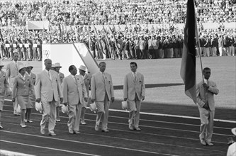 Olympic Games in Rome. Opening. Entry of the joint German team Date: August 25, 1960 Location: Rome Keywords: athletes, openings