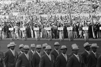 Olympic Games in Rome. Opening. Drafted countries, including the Netherlands (Paesi Bassi) Date: August 25, 1960 Location: Rome Keywords: athletes, openings