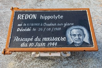 Europe, France, Haute-Vienne, Oradour-sur-Glane. Sept. 5, 2019. A grave in the cemetery of the martyr village of Oradour-sur-Glane.