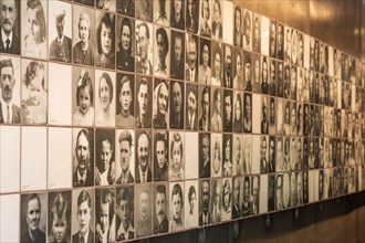 Europe, France, Haute-Vienne, Oradour-sur-Glane. Sept. 5, 2019. Portraits of victims at the Memorial Center at the martyr village of Oradour-sur-Glane