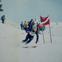 Austrian Skier Gertrud Cabl, Female Giant slalom, Winter Olympic Games, Grenoble, Isere, france, 1968