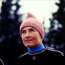 Jacqueline Rouvier, French olympic female ski Team, Grenoble winter Olympic Games, Grenoble, Isere, France, 1968