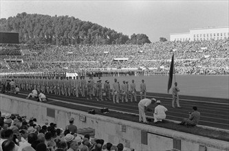 Olympic Games at Rome. Opening. Entry of the athletes into the Olympic Stadium. The joint German team, August 25, 1960, athletes, openings, The Netherlands, 20th century press agency photo, news to re...