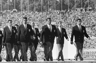 Olympic Games at Rome. Opening. Team of Greece, 25 August 1960, athletes, opening., The Netherlands, 20th century press agency photo, news to remember, documentary, historic photography 1945-1990, vis...