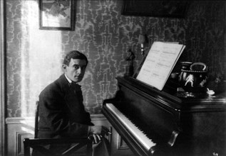 The French composer Maurice Ravel at the piano