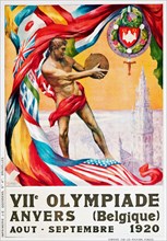 Olympic Games poster - Walter van der Ven (1884-1923) and Martha Van Kuyck (1884-1923) VIIe OLYMPIADE, ANVERS Belgium 1920