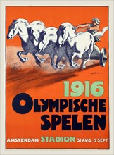 Summer Olympic Games poster - Willy (Jan Willem) Sluiter (1873-1949) 1916 OLYMPISCHE SPELEN - Amsterdam Stadion