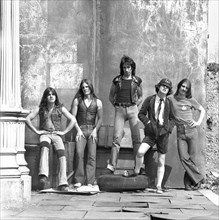 Australian rock band AC/DC at Shepperton Studio's UK 1976