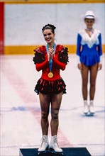 Katarina Witt (GDR) Gold medalist and Olympic Champion in the Ladies Figure Skating at the 1988 Olympic Winter Games.