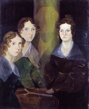 The Brontë Sisters (Anne Brontë, Emily Brontë, and Charlotte Brontë), portrait painting in oil on canvas by Patrick Branwell Brontë, circa 1834