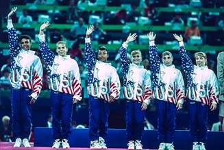 USA team bronze medal winners in  the women's artistic team all-around gymnastics at the 1992 Olympic Summer Games.