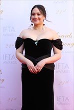 Dublin, Ireland. 20th April 2024.  Actor Lily Gladstone arriving on the red carpet at the Irish Film and Television Awards (IFTA), Dublin Royal Convention Centre. Credit: Doreen Kennedy/Alamy Live New...