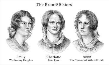The Brontë Sisters Cross Hatch Style Modern Illustration